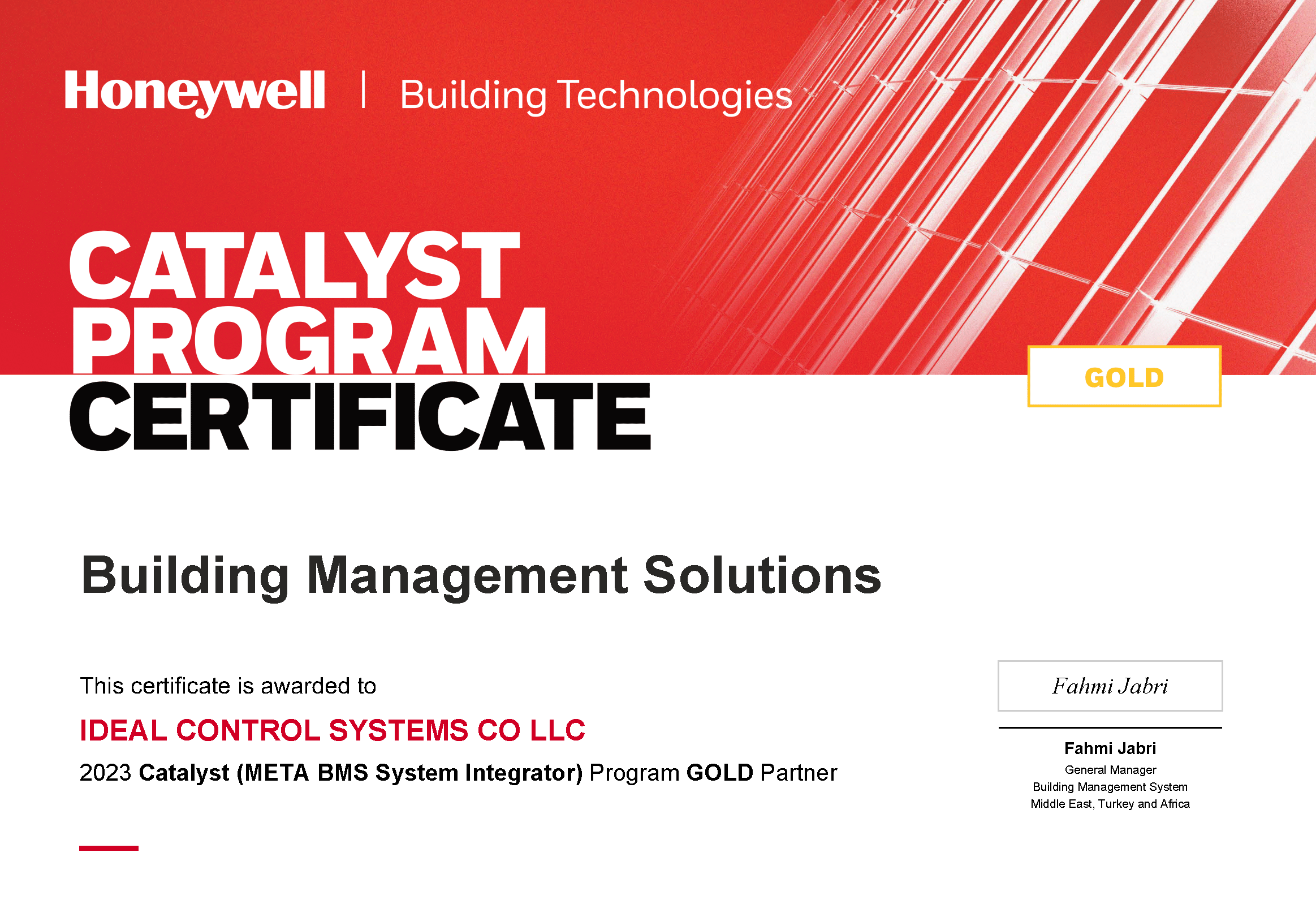 Honeywell GOLD Partner 2023